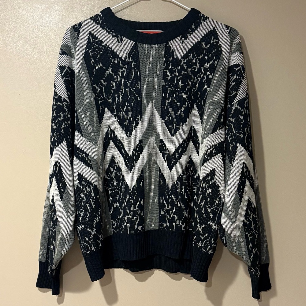 vintage greyscale stretchy eclectic grandpa slouchy crewneck sweatshirt